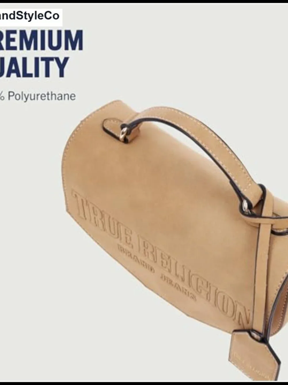 True Religion Crossbody Bag Faux Suede Gold Hardware